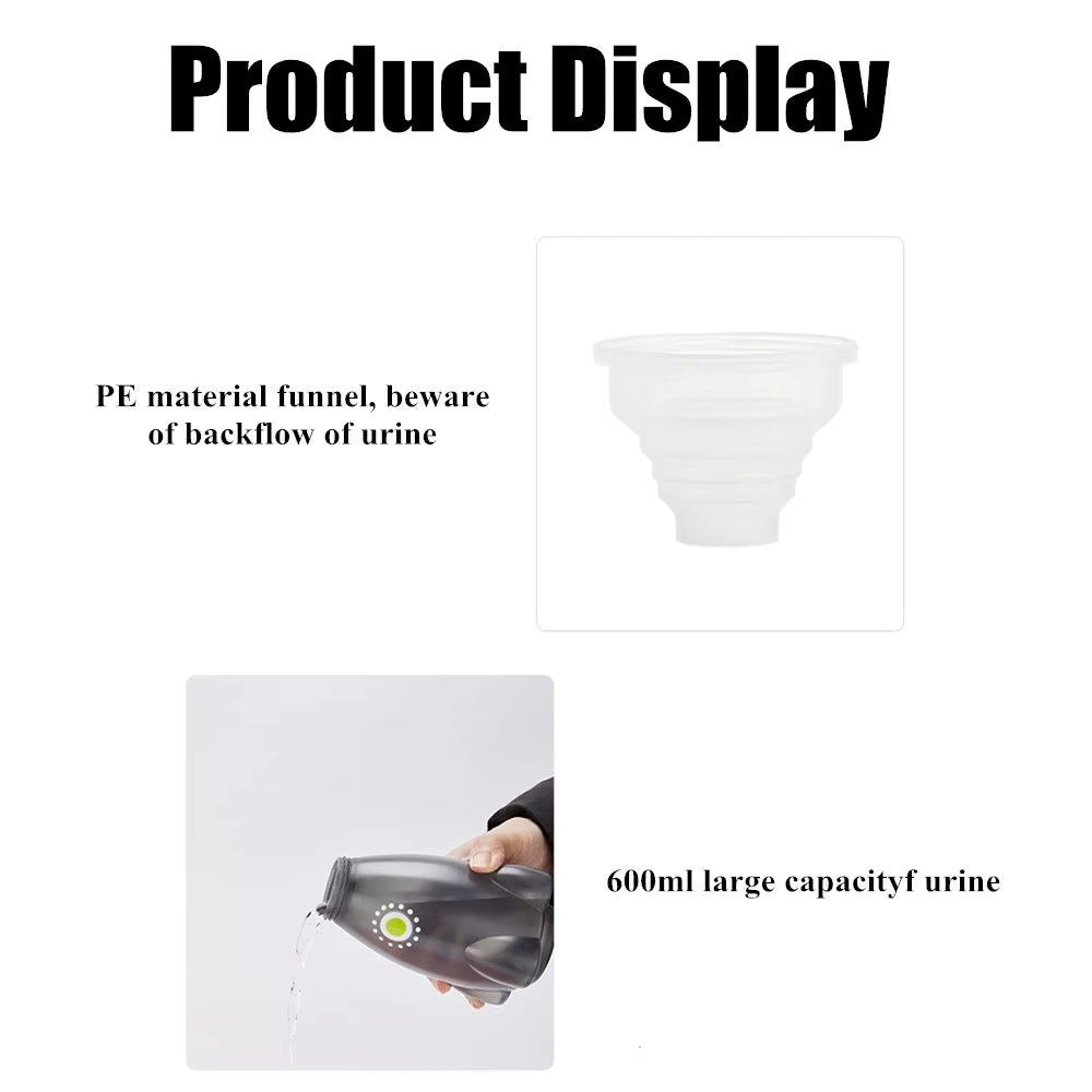 600ML Male Female Toilet Aid Bottle Urinal Pee Funnel Travel Outdoor Toilet Urgent Portable Urinal Bottle Unisex