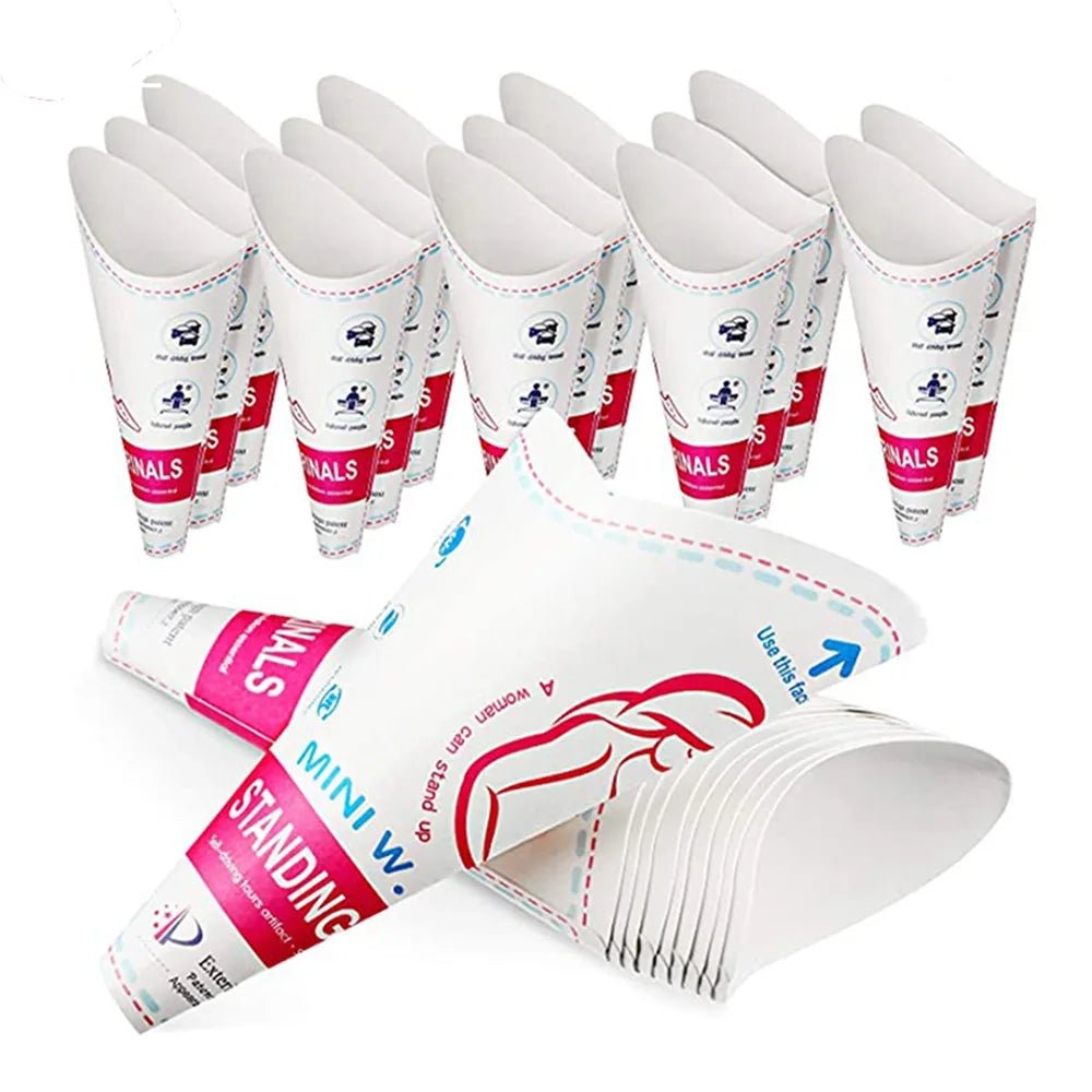12/20Pcs Practical Disposable Female Urination Device Leak-Proof Foldable Portable Pee Paper Cup Stand up Women Urinal Funnel