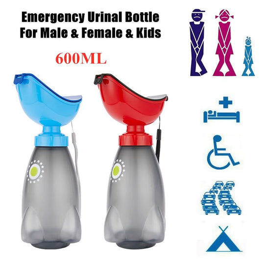 600ML Male Female Toilet Aid Bottle Urinal Pee Funnel Travel Outdoor Toilet Urgent Portable Urinal Bottle Unisex