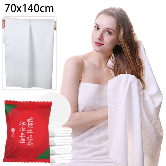 10Pcs Disposable Travel Towels Compressed Facial Wipe Portable Trip Essential Quick-Drying Towel Household Washable Wipes